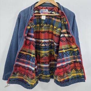 VTG Late 70's Weather Tamer Blue Denim Jacket size Woman's S-M USA Aztec Print